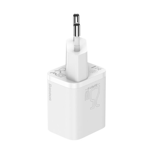 МЗП Baseus Super Si Quick Charger 1C 25W EU Sets White With Mini White Cable Type-C to Type-C 3A 1m White 170556 фото