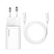 МЗП Baseus Super Si Quick Charger 1C 25W EU Sets White With Mini White Cable Type-C to Type-C 3A 1m White 170556 фото 1