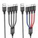 Кабель HOCO X76 USB to iP+Type-C+Type-C+Micro 2A, 1m, nylon, aluminum connectors Black+Red+Blue 125648 фото 2